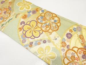 雪輪に八重梅模様織り出し　振袖用袋帯